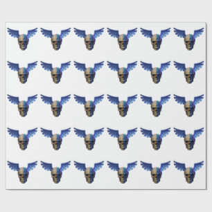 Papel De Regalo Two-Toned Skull with Blue Stylized Wings