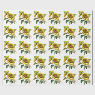 Papel De Regalo Two Vibrant Sunflowers with Lush Green Leaves