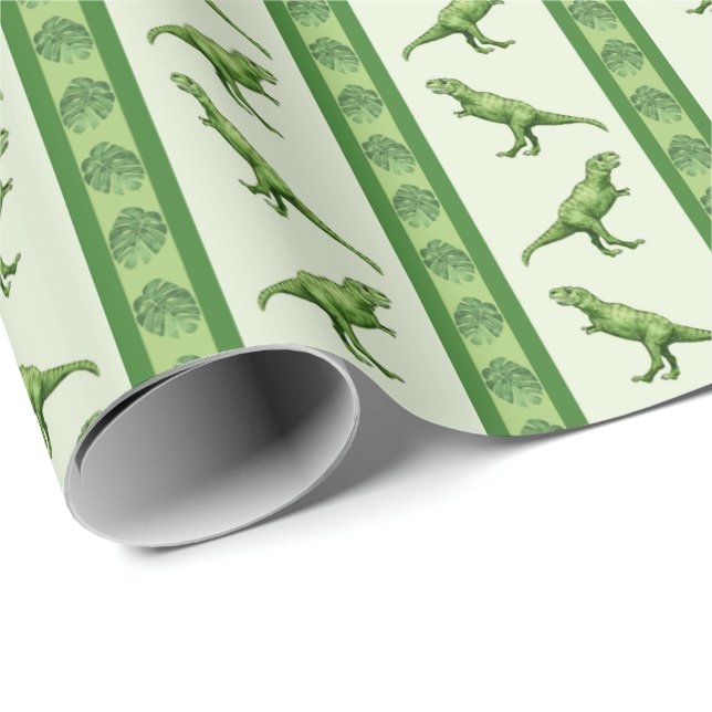 Papel De Regalo Tyrannosaurus Rex Stripe (Esquina del rollo)