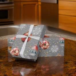 Papel De Regalo Última bombilla de árbol de Navidad Acero Gris