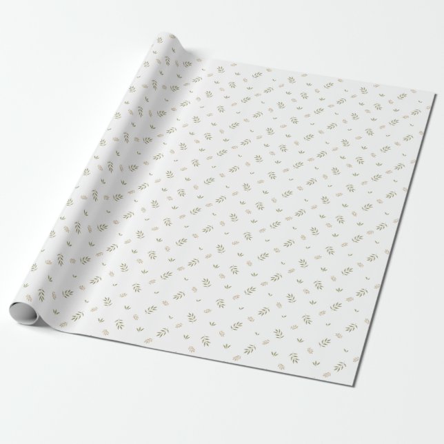 Papel De Regalo Un blanco verde suave tan pequeño regalo botánico  (Desenrollado)