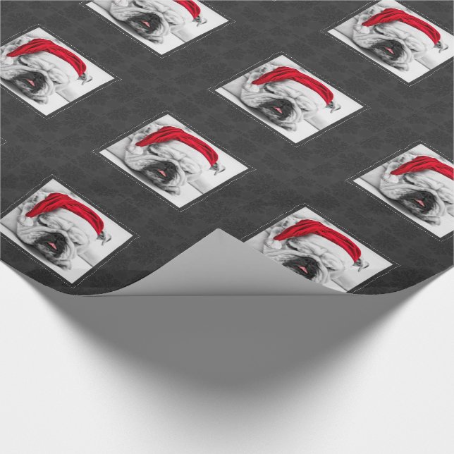 Papel De Regalo Un Bulldog blanco espeluznante en un Sombrero Sant (Esquina)