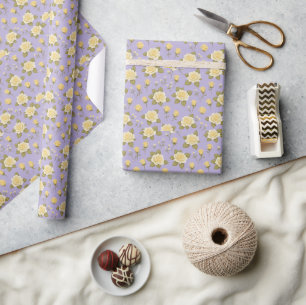 Papel De Regalo Un caprichoso rosas amarillas y blancas diminutas