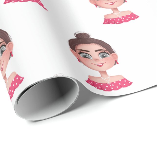 Papel De Regalo Un Chica lindo con ojos grandes (Esquina del rollo)