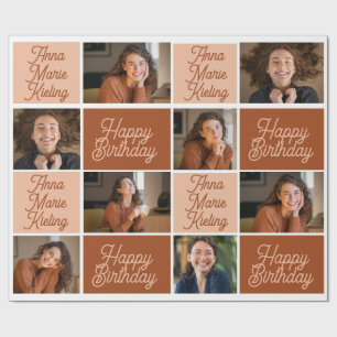 Papel De Regalo Un collage de tonos marrones de una niña feliz en