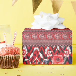 Papel De Regalo un cuadro rojo y negro con un corazón rojo