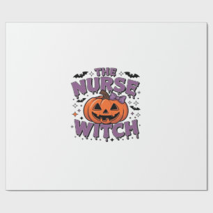 Papel De Regalo Un diseño divertido con una bruja de calabaza con 