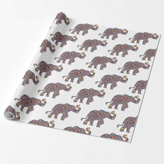 Papel De Regalo Un elefante rosado en una psíquica fiesta chita (Desenrollado)
