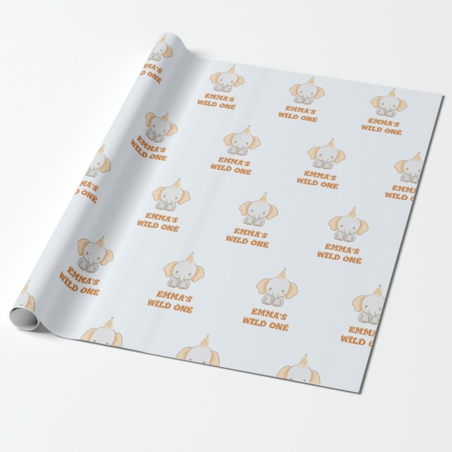 Papel De Regalo Un elefante salvaje un lindo cumpleaños (Desenrollado)
