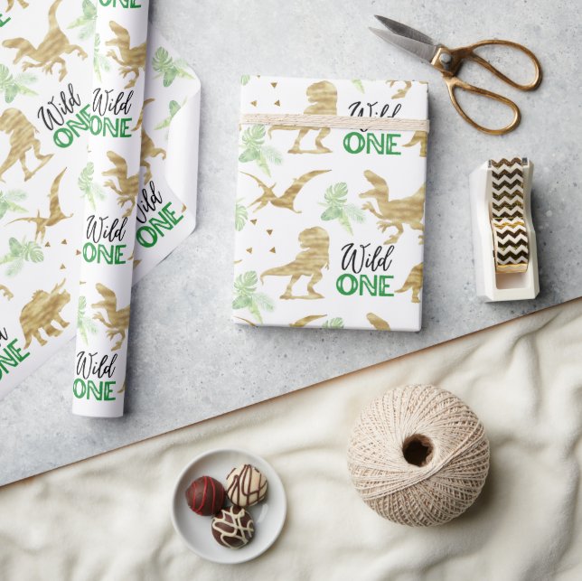 Papel De Regalo Un elegante dinosaurio dorado (Artesanía)