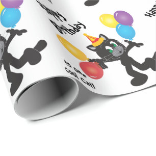 Papel De Regalo Un feliz cumpleaños fresco del gato el  