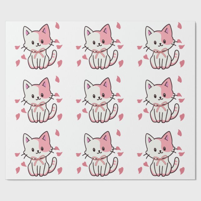 Papel De Regalo Un gatito lindo con un arco (Superficie plana)