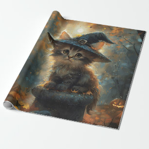 Papel De Regalo Un gatito lindo vistiendo un desenlace de un Gorra