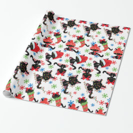 Papel De Regalo Un gato chiflado de Navidades graciosos