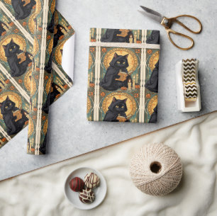 Papel De Regalo Un gato negro familiar y hongos venenosos Hallowee
