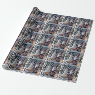 Papel De Regalo Un gnomo lindo vestido de Santa con un trenzado