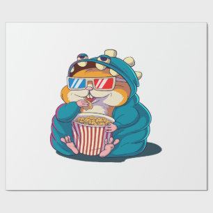 Papel De Regalo Un hámster divertido que lleva gafas come palomita