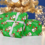 Papel De Regalo Un hombre de nieve lindo con un VERDE festivo o tu<br><div class="desc">Envía ese regalo con un envoltorio alegre. Bonito y diseño lindo para esta temporada de vacaciones,  trayendo el Espíritu Navidad.</div>