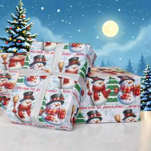 Papel De Regalo Un hombre de nieve lindo personaliza a los Navidad