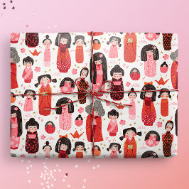 Papel De Regalo Un kokeshi japonés ilustrado