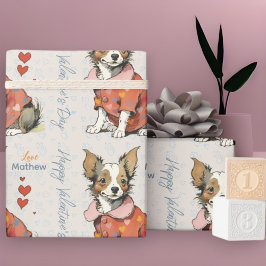 Papel De Regalo Un lindo Chihuahua con tarjeta de El día de San Va