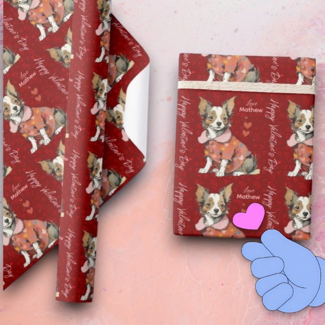 Papel De Regalo Un lindo Chihuahua con tarjeta de El día de San Va (Subido por el creador)