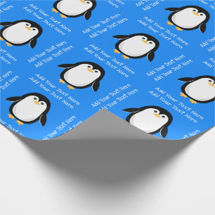 Papel De Regalo Un lindo pingüino azul cumpleaños