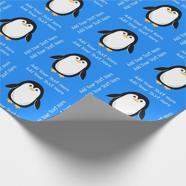 Papel De Regalo Un lindo pingüino azul cumpleaños (Esquina)