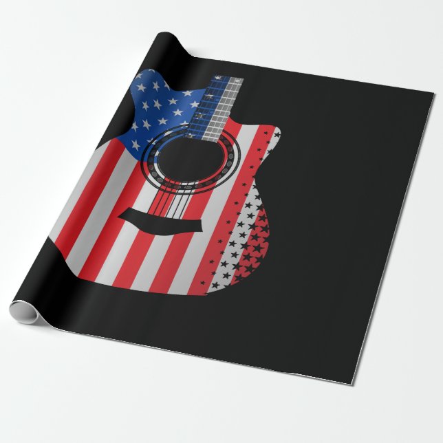 Papel De Regalo Un músico estadounidense de guitarra de bandera es (Desenrollado)