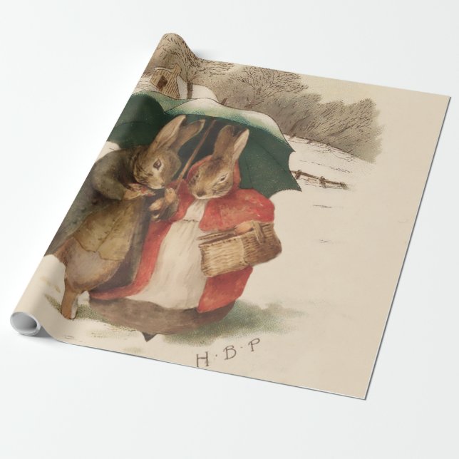 Papel De Regalo "Un par feliz" de Beatrix Potter (Desenrollado)