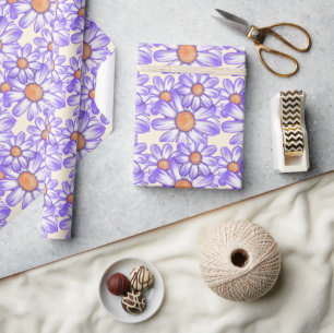 Papel De Regalo Un paraíso morado margarita/mariposa