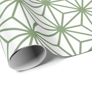 Papel De Regalo Un patrón continuo de formas geométricas verdes en