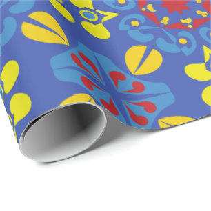 Papel De Regalo Un patrón geométrico vibrante con motivos florales