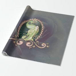 Papel De Regalo Un pavo real majestuoso en oro y verde