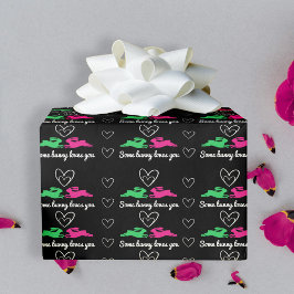 Papel De Regalo Un Personalizado verde rosado negro elegante y mod