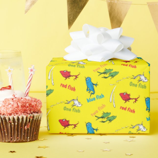Papel De Regalo Un pez dos peces patrón amarillo (Fiesta de cumpleaños )