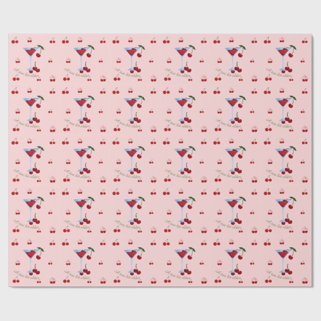 Papel De Regalo Un poco mayor cumpleaños Cherrytini (Superficie plana)