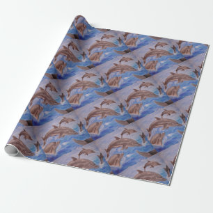 Papel De Regalo Un pote de delfines juguetones