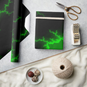 Papel De Regalo Un rayo verde alienígena golpea en negro picante