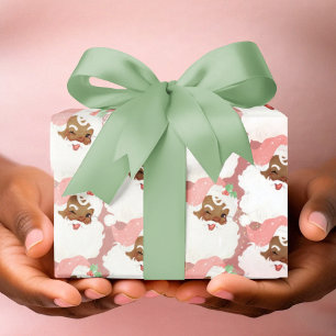 Papel De Regalo Un regalo negro de Santa María de color rosa retro