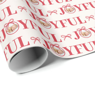 Papel De Regalo Un regocijo rojo para un Navidad moderno fotográfi