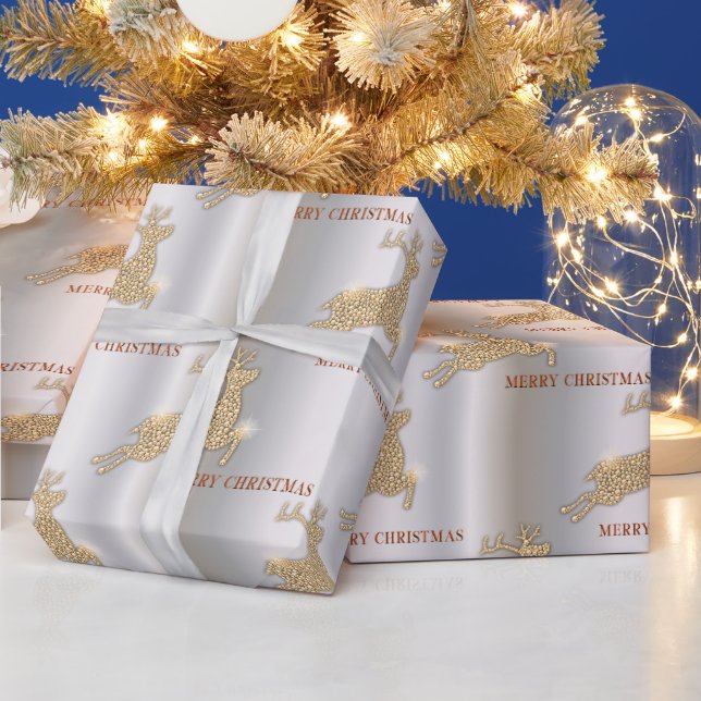 Papel De Regalo Un reno deslumbrante, Feliz Navidad y Diamante (Vacaciones)