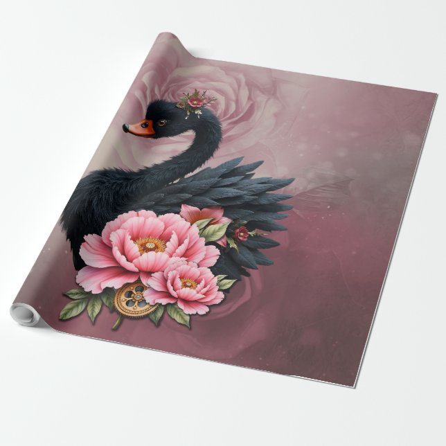 Papel De Regalo Un toque de rosa y brillo de cisne.  (Desenrollado)