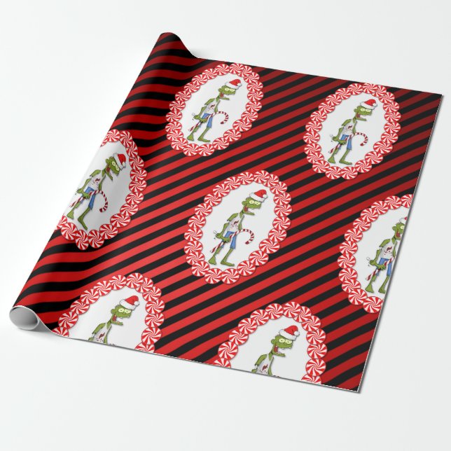 Papel De Regalo Un zombi con Navidades de Candy Cane (Desenrollado)