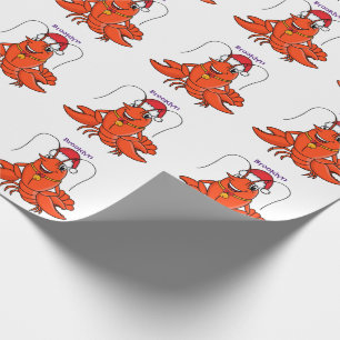 Papel De Regalo Una alegre langosta con Navidades gorra personaliz