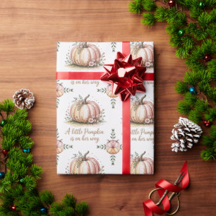 Papel De Regalo Una Calabaza En Camino De Baby Shower