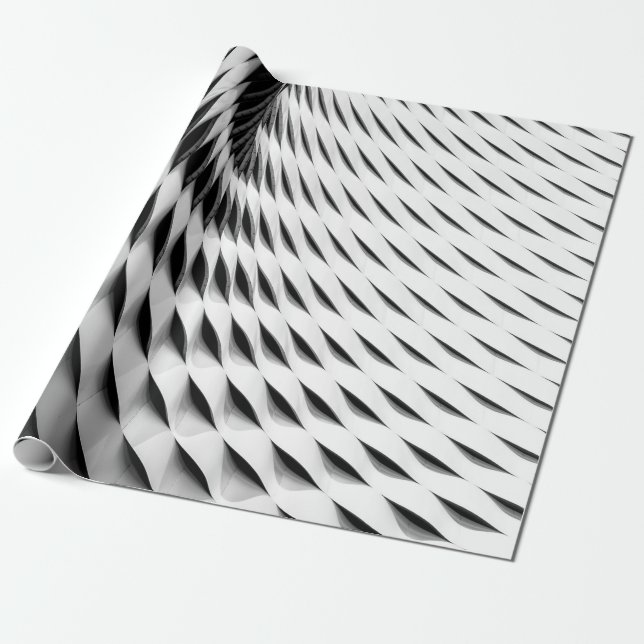 PAPEL DE REGALO UNA FACHADA CURVA CUBIERTA EN LATICEWORK BLANCO (Desenrollado)