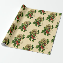 Papel De Regalo Una Feliz Navidad Holly Kitty Vintage restaurado