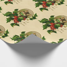 Una Feliz Navidad Holly Kitty Vintage restaurado