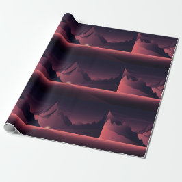 Papel De Regalo Una ilustración de una puesta de sol en la montaña
